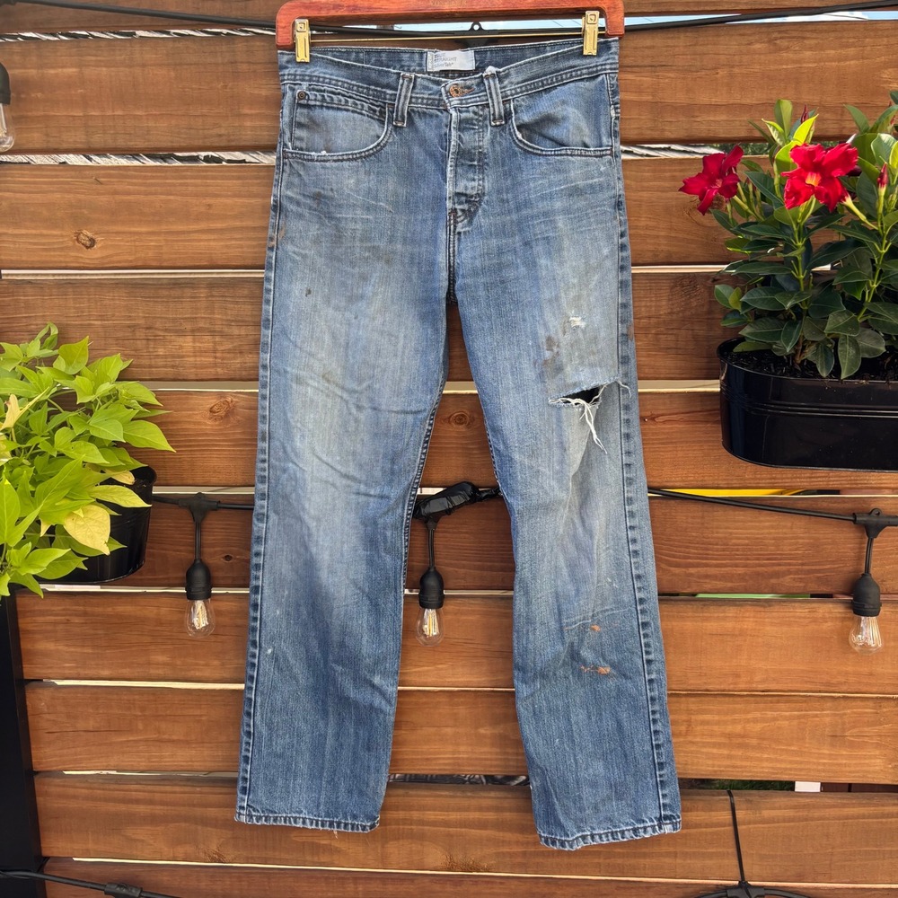 Levi's SilverTab True Straight Jeans Mens 32x32 Blue Distressed Workwear Grunge